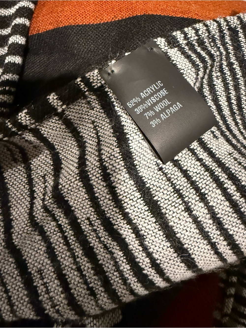Missoni Striped Wrap in Black, White, Rust & Red - Picture 7 of 8
